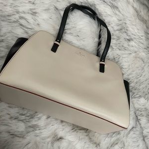 Kate Spade - Tote - Black and White w/ Maroon Piping